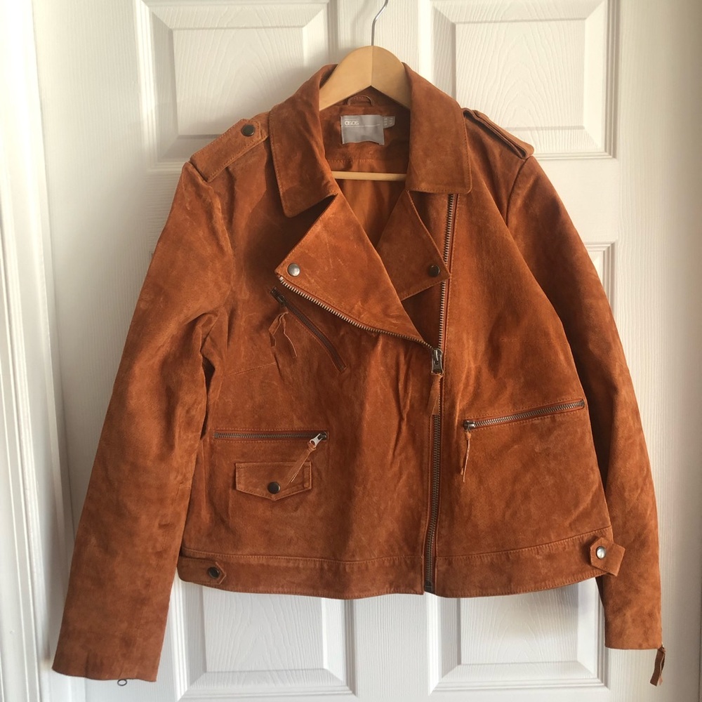 ASOS Brown Suede moto jacket - size 14